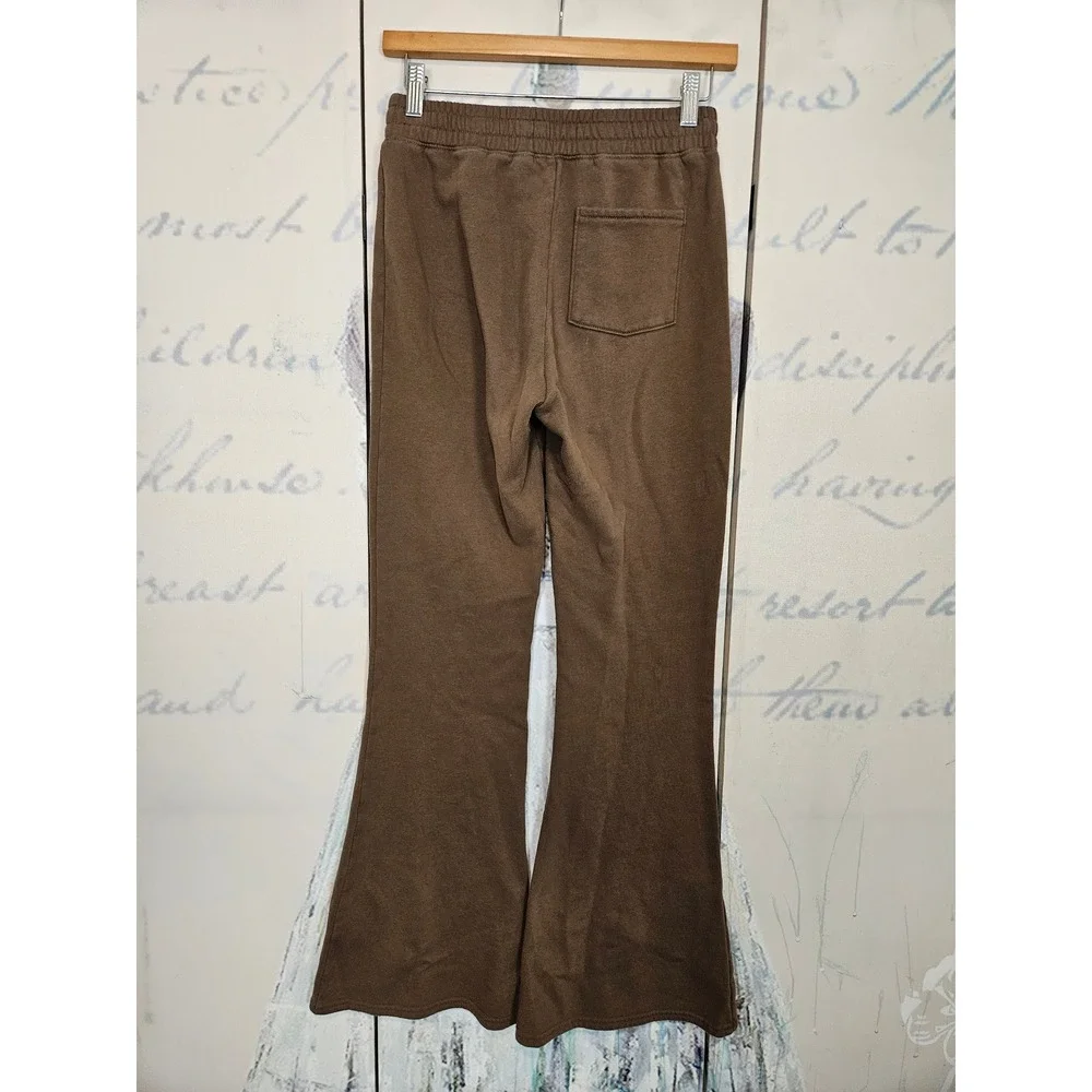 Hollister Flare Sweatpants XS Brown Wide Leg Loungewear Y2K Cozy Aesthetic